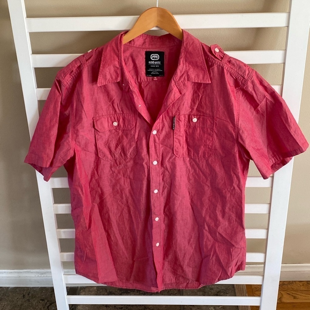ecko unltd Red Button Down Short Sleeve Shirt Size XL